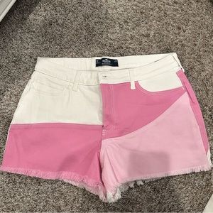 Pink & White Jean Shorts